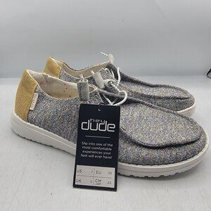 Hey Dude Wendy Mustard Mix Womens 7 Gray Walking Shoes Comfort Casual Outdoors